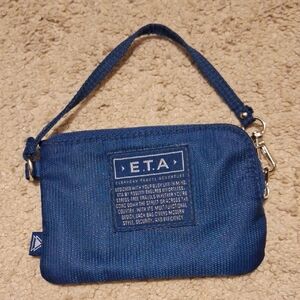 Navy Blue Textured Coin Purse with Zipper Closure